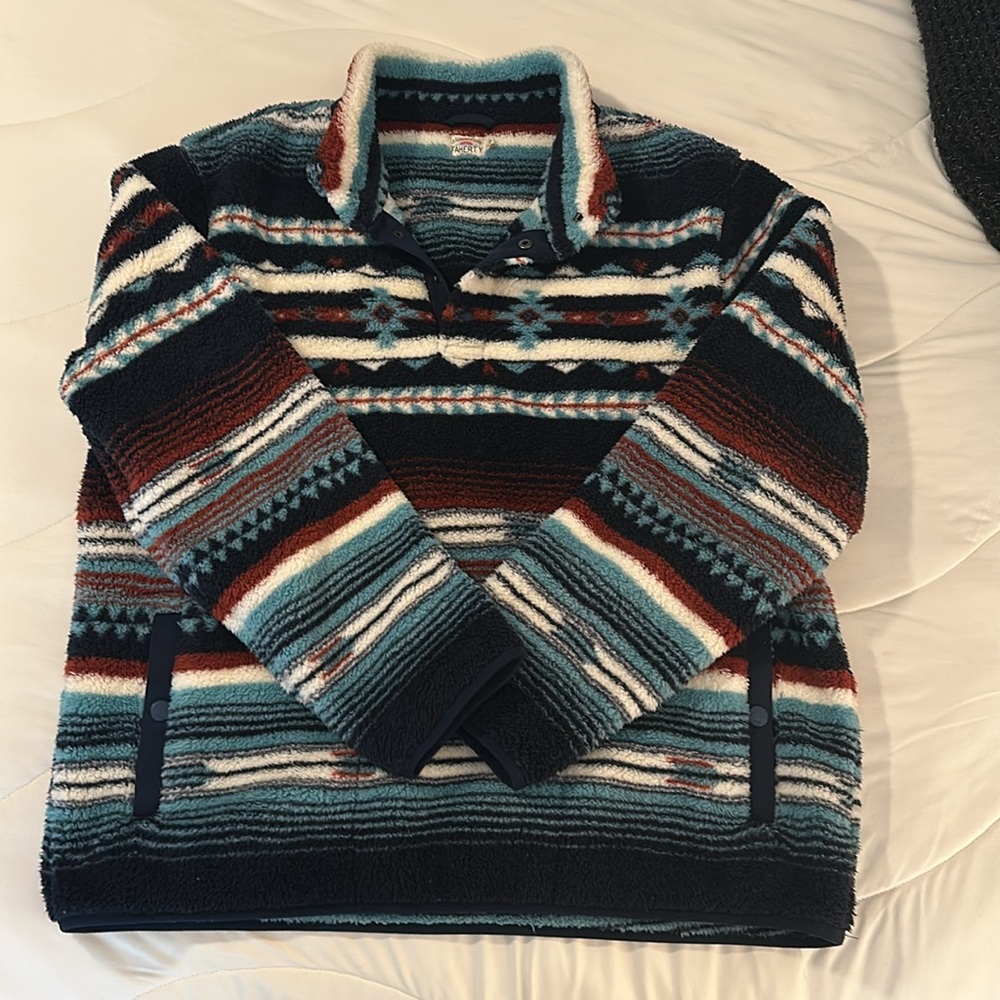 Faherty fleece quarter button top